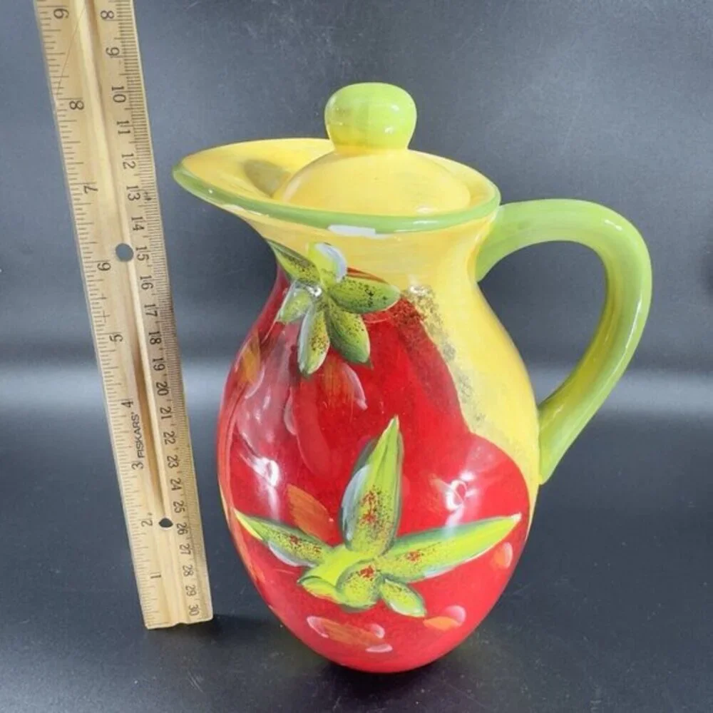 Certified International Stephania Ferri Ceramic Pitcher Jug Carafe With Lid READ